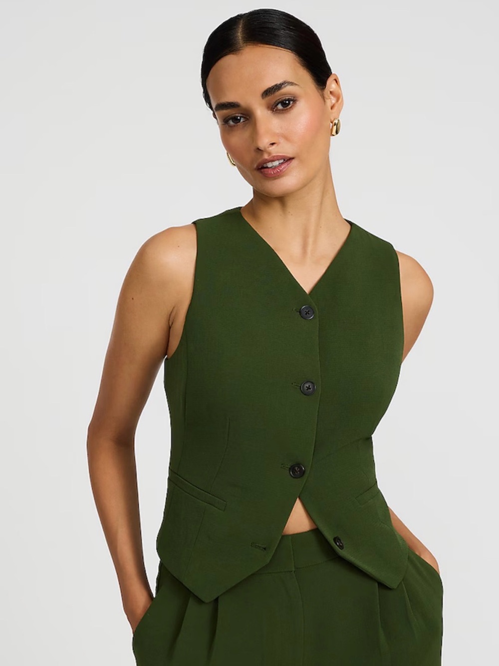 NWT Express Signature Crepe High V-Neck Blazer Vest